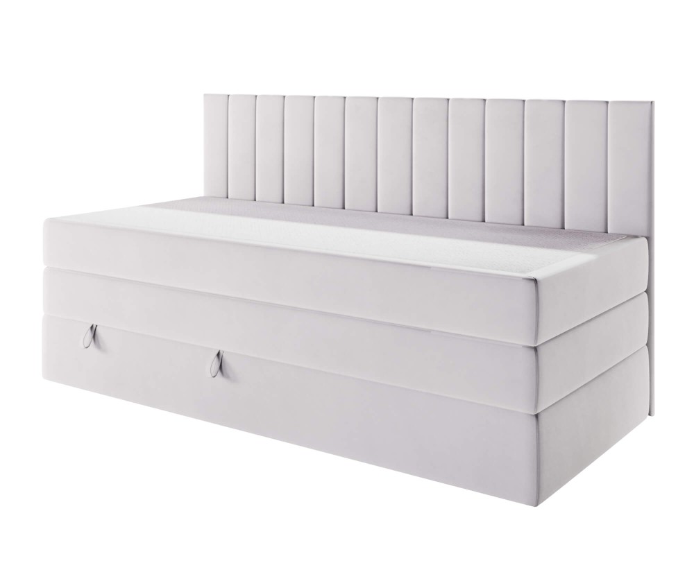 Boxspringbett 120x200 cm mit Stauraum, Rückenlehne mit dekorativen Nähten, Schlafzimmerbett INTARO A12-2 Boxspringbett 120x200 cm mit Stauraum, Rückenlehne mit dekorativen Nähten, Schlafzimmerbett INTARO A12-2