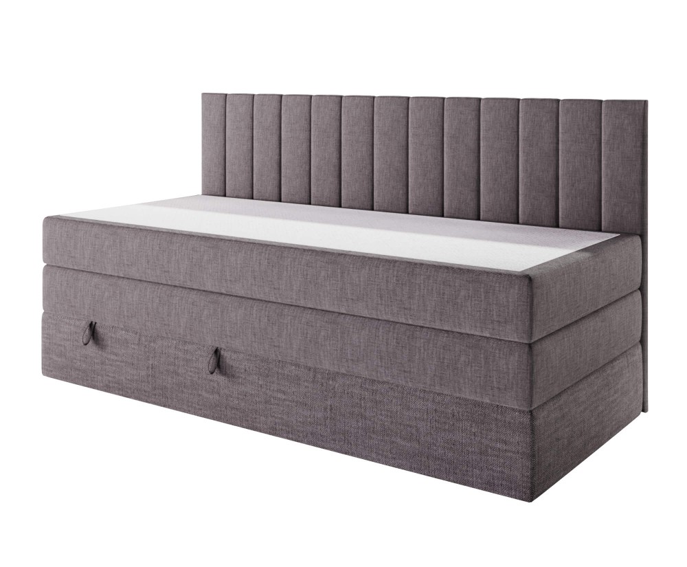 Boxspringbett 120x200 cm mit Stauraum, Rückenlehne mit dekorativen Nähten, Schlafzimmerbett INTARO A12-2 Boxspringbett 120x200 cm mit Stauraum, Rückenlehne mit dekorativen Nähten, Schlafzimmerbett INTARO A12-2