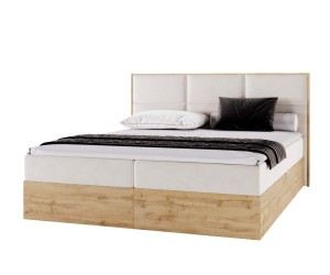 PRATO K11 Bequemes Kontinentalbett 160x200 cm, Ehebett mit Bettkasten, Kasten aus Holz