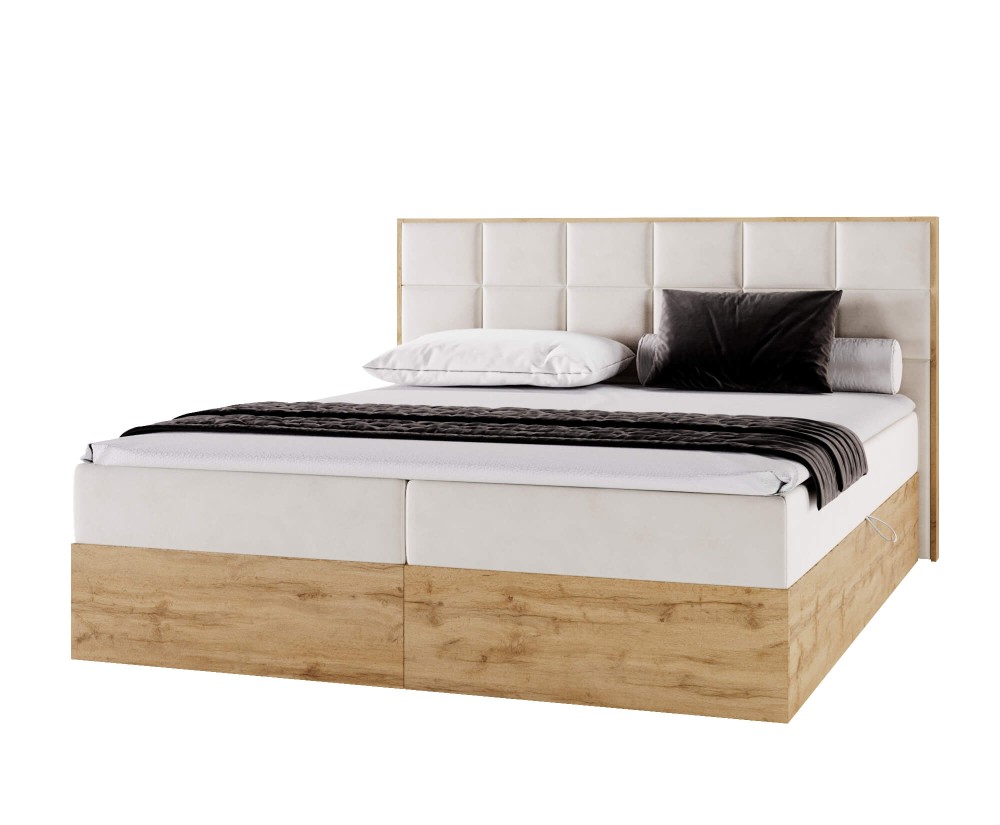 Bequemes Boxspringbett 140x200 cm, Ehebett mit Bettkasten, Kasten aus Holz, PRATO K10