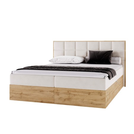 Bequemes Boxspringbett 140x200 cm, Ehebett mit Bettkasten, Kasten aus Holz, PRATO K10