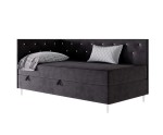 Polsterbett 80x200 cm, Einzelbett mit Kristallen am Kopfteil und an der Seitenblende, PRINCESS 2M