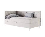 Polsterbett 80x200 cm, Einzelbett mit Kristallen am Kopfteil und an der Seitenblende, PRINCESS 2M