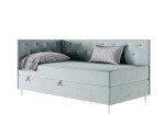 Polsterbett 80x200 cm, Einzelbett mit Kristallen am Kopfteil und an der Seitenblende, PRINCESS 2M