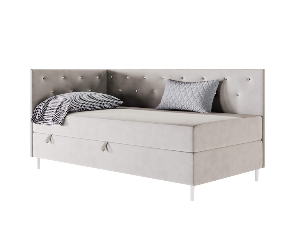 Polsterbett 80x200 cm, Einzelbett mit Kristallen am Kopfteil und an der Seitenblende, PRINCESS 2M Polsterbett 80x200 cm, Einzelbett mit Kristallen am Kopfteil und an der Seitenblende, PRINCESS 2M