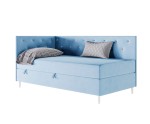Polsterbett 80x200 cm, Einzelbett mit Kristallen am Kopfteil und an der Seitenblende, PRINCESS 2M