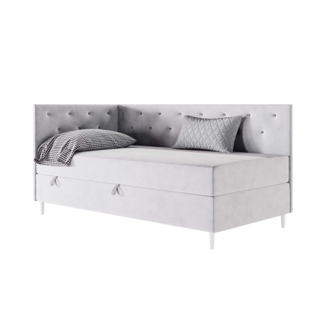 Schlafcouch 90x200 cm, Einzelbett mit Kristallen am Kopfteil und an der Rückenlehne, PRINCESS 2M