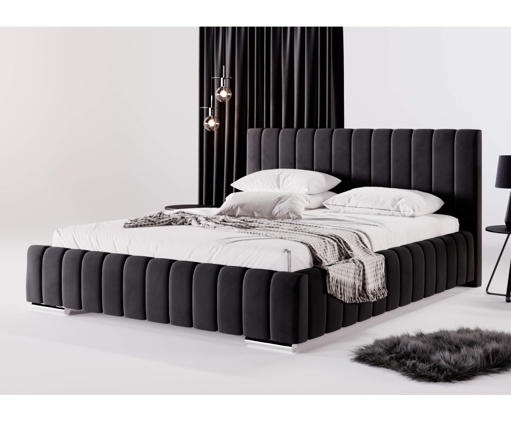 Modernes Doppelbett 160x200 cm mit Bettkasten, Lattenrost mit Metallrahmen, niedriges Kopfteil auf Wunsch, IMPERIA S07