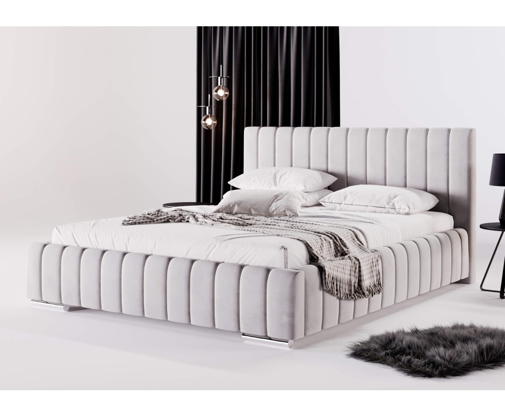 Ehebett 180x200 cm mit Bettkasten, Lattenrost mit Metallrahmen, Bett für Dachschräge, IMPERIA S07