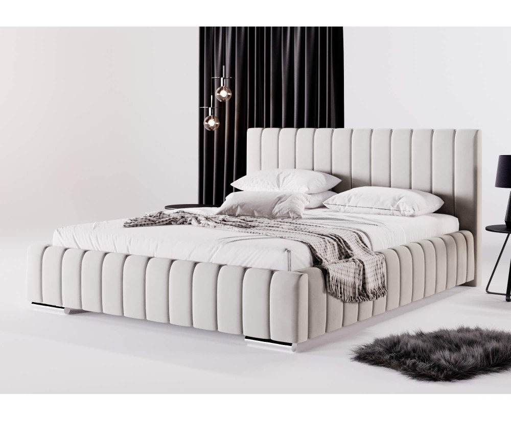 Ehebett 180x200 cm mit Bettkasten, Lattenrost mit Metallrahmen, Bett für Dachschräge, IMPERIA S07