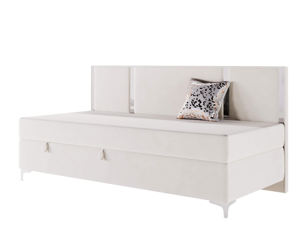 MEDIOLAN 3M Modernes Polsterbett 100x200 cm, Schlafcouch mit Seitenblende und Zierleiste Glamour