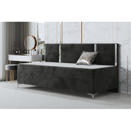 MEDIOLAN 3M Einzelbett im Glamour-Stil 120x200 cm, Schlafcouch mit Seitenblende und Zierleisten
