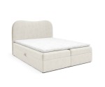 Eleganter Boxspringbett, Ehebett, Doppelbett mit Bettkasten, Boucle-Stoff, PRATO K33