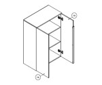 Elegante zweitürige Kommode 80 cm breit mit schwarzen Griffen, Sideboard, Kaschmir, KABO K1