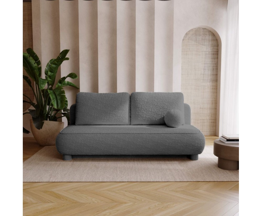 2-Sitzer-Sofa ausziehbar mit Rückenkissen + dekoratives rundes Kissen extra, TARABO
