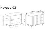 NOVADO NV-3 Kommode Breite 111 cm für Wohnzimmer, mit Schubladen und einem Schränkchen, abgerundete Kanten, Clay Grey