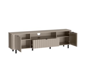 NOVADO NV-5 TV-Schrank Breite 196 cm, TV-Lowboard, gefräste Fronten, abgerundete Kanten, Clay Grey