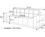 Couch ausziehbar mit Schlaffunktion und Bettkasten, 3-Sitzer-Sofa, Velourstoff, Farbvarianten, KAMEL K1