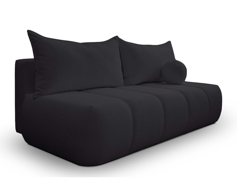 Elegante Couch mit Schlaffunktion und Bettkasten, weicher Bouclé-Stoff, Farbvarianten, KAMEL K3