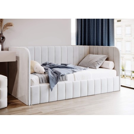 MARIO SM 05 Jugendbett 90x200 cm, Polsterbett mit Bettkasten und Lattenrost, Einzelbett für Jugendzimmer