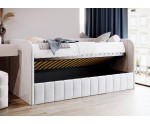 Einzelbett 100x200 cm, Polsterbett mit Seitenteilen, Bettkasten und Lattenrost, MARIO SM 05