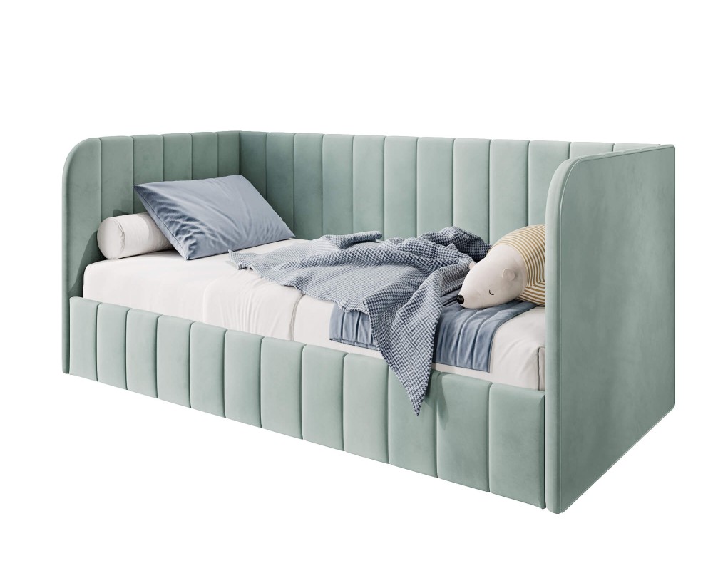 Einzelbett 120x200 cm für Kinderzimmer, Polsterbett mit Seitenteilen, Bettkasten und Lattenrost, MARIO SM 05 Einzelbett 120x200 cm für Kinderzimmer, Polsterbett mit Seitenteilen, Bettkasten und Lattenrost, MARIO SM 05
