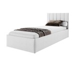 Einzelbett 100x200 cm für Jugendzimmer mit Bettkasten, Lattenrost, vertikale Nähte, vom Fußteil geöffnet, AZURO S04 Einzelbett 100x200 cm für Jugendzimmer mit Bettkasten, Lattenrost, vertikale Nähte, vom Fußteil geöffnet, AZURO S04