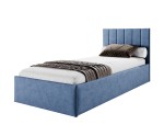 Einzelbett 100x200 cm für Jugendzimmer mit Bettkasten, Lattenrost, vertikale Nähte, vom Fußteil geöffnet, AZURO S04 Einzelbett 100x200 cm für Jugendzimmer mit Bettkasten, Lattenrost, vertikale Nähte, vom Fußteil geöffnet, AZURO S04