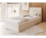 Einzelbett 100x200 cm mit Bettkasten, Lattenrost, horizontale Nähte, vom Fußteil geöffnet, AZURO S06