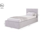 Einzelbett 100x200 cm mit Bettkasten, Lattenrost, horizontale Nähte, vom Fußteil geöffnet, AZURO S06