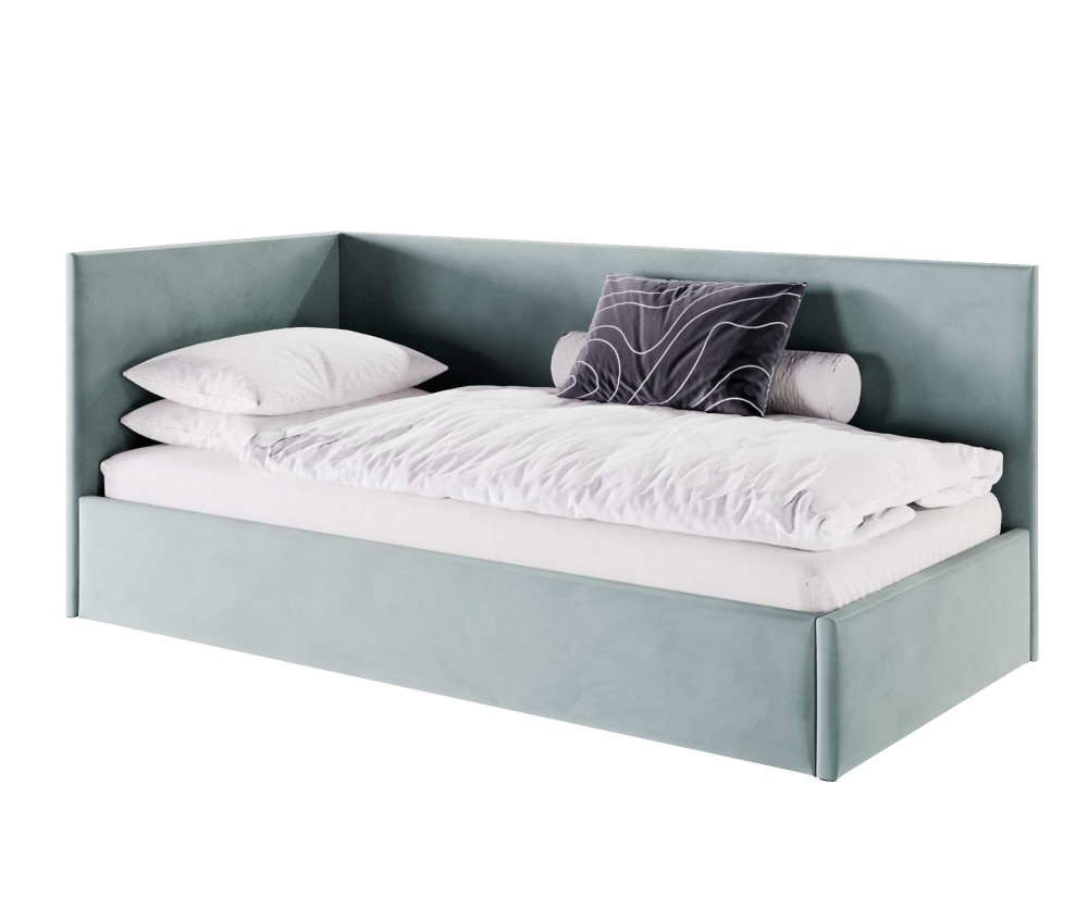 Einzelbett 90x200 cm, Singlebett, Polsterbett mit Lattenrost und Bettkasten, MATEO SM 02