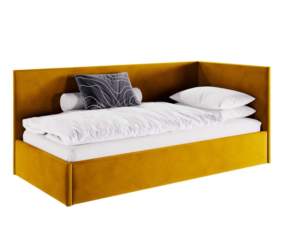 Einzelbett 90x200 cm, Singlebett, Polsterbett mit Lattenrost und Bettkasten, MATEO SM 02