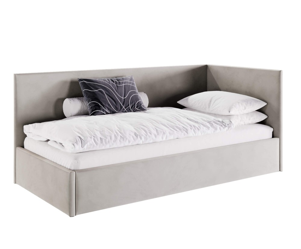 Einzelbett 90x200 cm, Singlebett, Polsterbett mit Lattenrost und Bettkasten, MATEO SM 02