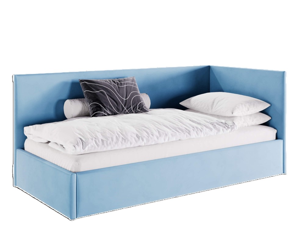 Einzelbett 90x200 cm, Singlebett, Polsterbett mit Lattenrost und Bettkasten, MATEO SM 02