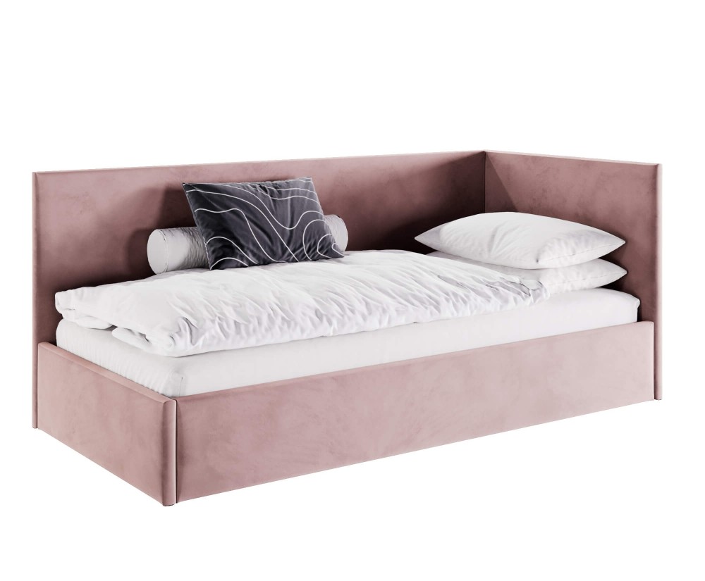 Jugendbett 100x200 cm, Singlebett, Polsterbett mit Lattenrost und Bettkasten, MATEO SM 02