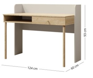 JUKI 11 Kompakter Schreibtisch im skandinavischen Stil mit offenem Fach und 1 Schublade, Graubeige/Eiche geölt