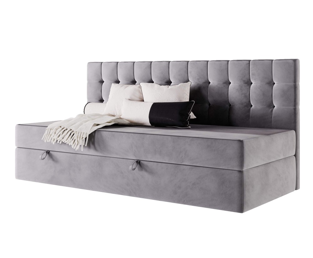 Polsterbett 80x200 cm, Einzelbett mit gesteppter Seitenblende, Schlafsofa, MELANIA 2M Polsterbett 80x200 cm, Einzelbett mit gesteppter Seitenblende, Schlafsofa, MELANIA 2M