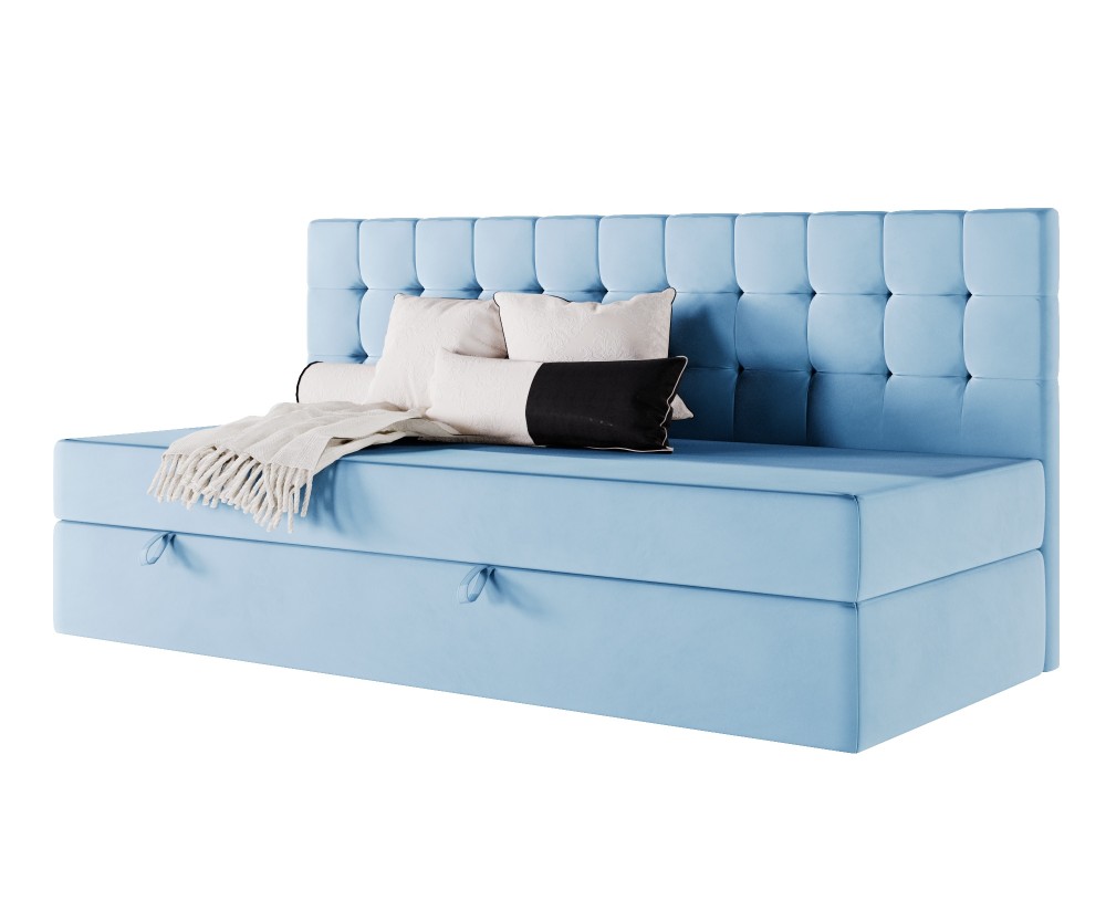 Polsterbett 80x200 cm, Einzelbett mit gesteppter Seitenblende, Schlafsofa, MELANIA 2M Polsterbett 80x200 cm, Einzelbett mit gesteppter Seitenblende, Schlafsofa, MELANIA 2M