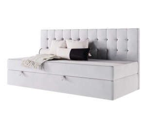 Bequemes Einzelbett 100x200 cm, Polsterbett mit BONELL-Matratze, Einzelbett MELANIA 2M
