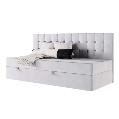 Bequemes Einzelbett 100x200 cm, Polsterbett mit BONELL-Matratze, Schlafsofa, MELANIA 2M