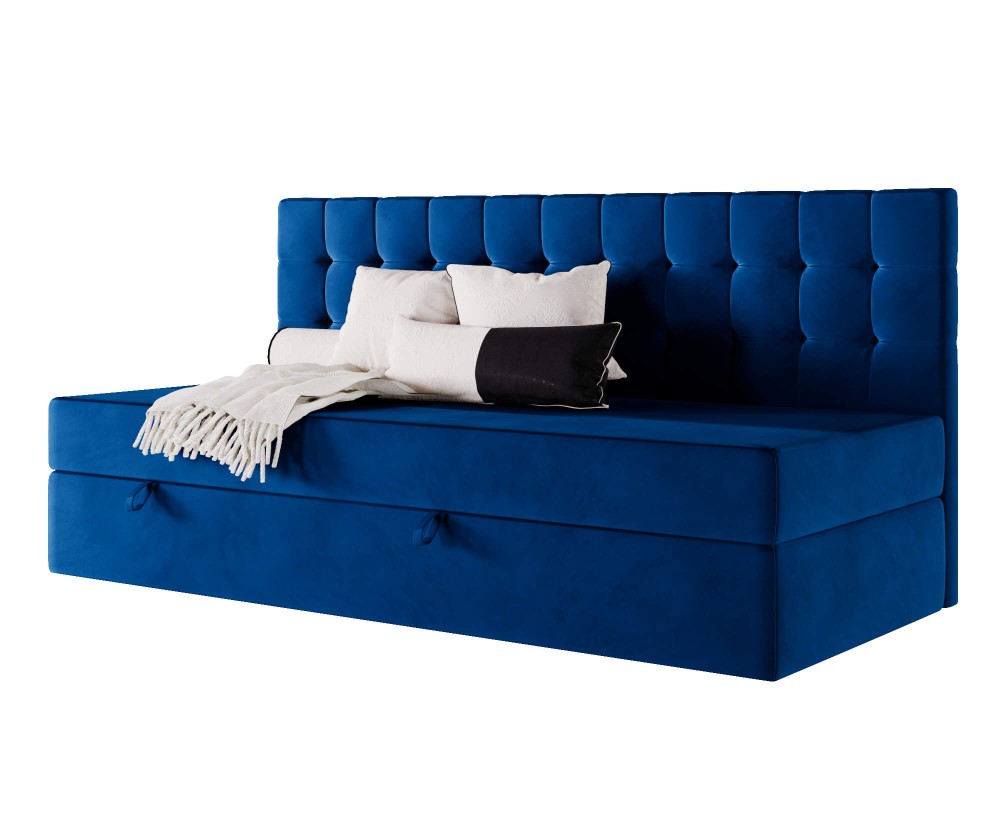 Bequemes Einzelbett 100x200 cm, Polsterbett mit BONELL-Matratze, Einzelbett MELANIA 2M