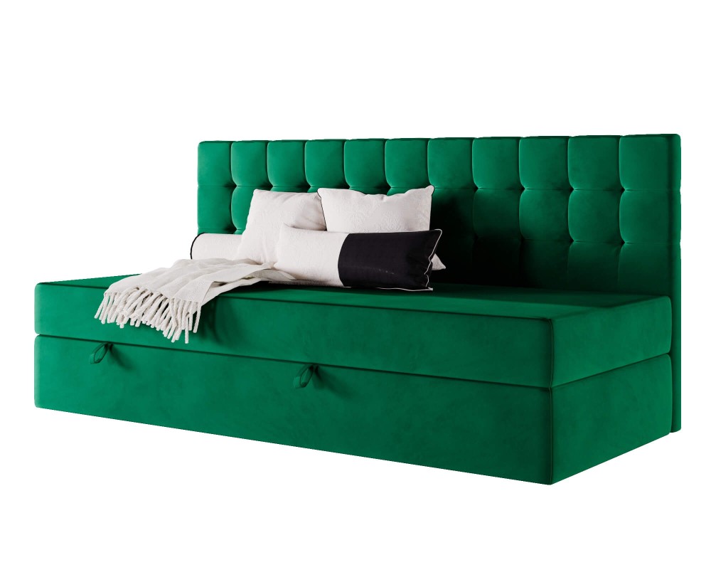 Bequemes Einzelbett 100x200 cm, Polsterbett mit BONELL-Matratze, Einzelbett MELANIA 2M Bequemes Einzelbett 100x200 cm, Polsterbett mit BONELL-Matratze, Einzelbett MELANIA 2M