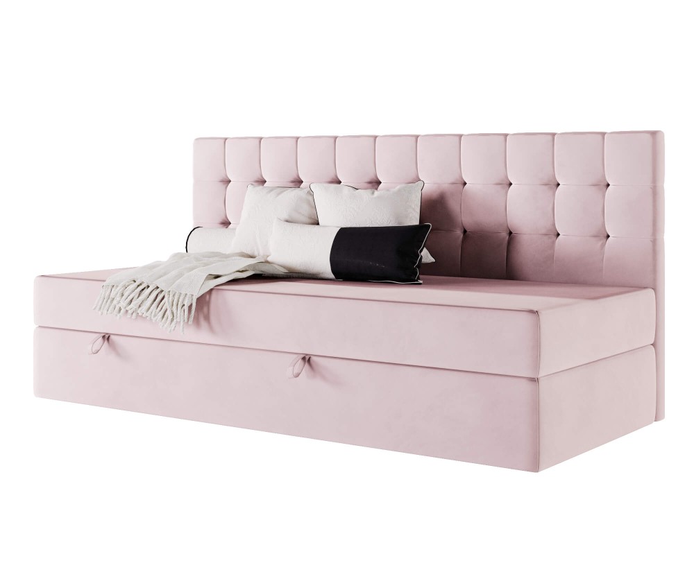 Bequemes Einzelbett 100x200 cm, Polsterbett mit BONELL-Matratze, Einzelbett MELANIA 2M