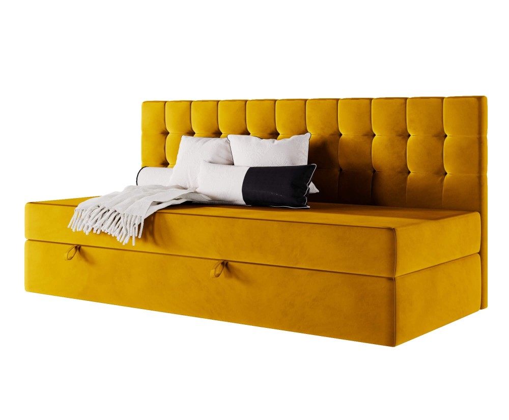 Bequemes Einzelbett 100x200 cm, Polsterbett mit BONELL-Matratze, Einzelbett MELANIA 2M