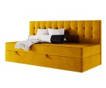 Bequemes Einzelbett 100x200 cm, Polsterbett mit BONELL-Matratze, Einzelbett MELANIA 2M