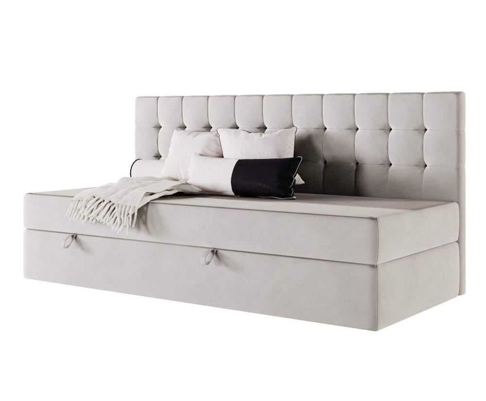 Bequemes Einzelbett 100x200 cm, Polsterbett mit BONELL-Matratze, Einzelbett MELANIA 2M