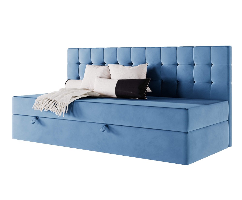 Bequemes Einzelbett 100x200 cm, Polsterbett mit BONELL-Matratze, Einzelbett MELANIA 2M