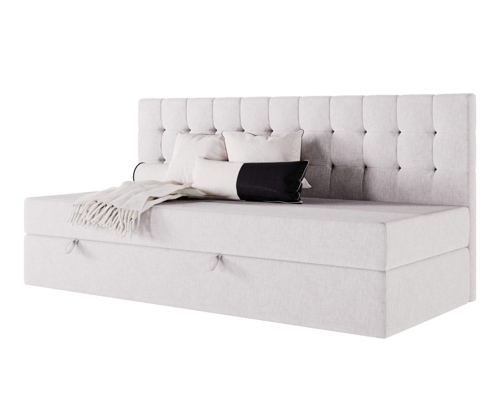 Bequemes Einzelbett 100x200 cm, Polsterbett mit BONELL-Matratze, Einzelbett MELANIA 2M
