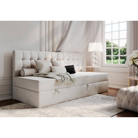 Bequemes Einzelbett 100x200 cm, Polsterbett mit BONELL-Matratze, Einzelbett MELANIA 2M