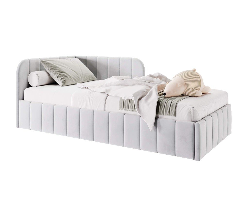 Jugendbett 90x200 cm mit Bettkasten und Lattenrost, Einzelbett für Jugendzimmer, MARIO SM 06